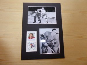 Maurice Richard NHL Canada stamp and mounted photographs mount size A4