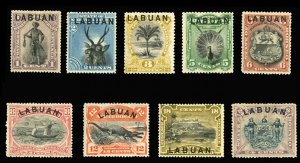 Labuan #49-57 Cat$143, 1894 Overprints, complete set, hinged