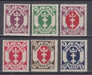 1922 Danzig German Occupation  Full Set Michel 93/98  MLH (key value 4Mk is MNH)