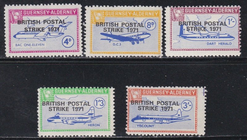 Guernsey -Alderney, Local Issues, Airplanes, Overp for British Postal Strike, NH