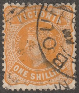 Victoria, stamp, Scott#208,  used, hinged,  one shilling,