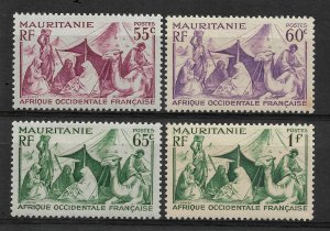 Mauritania 1938-40, Tents, Scott # 89-91,96, VF MLH*OG (RMD-8)