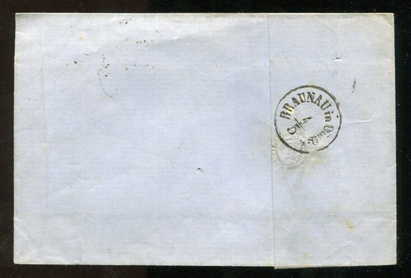 p413 - AUSTRIA Wien 1850s Folded Cover to Braunau. 9 Kr Stamp