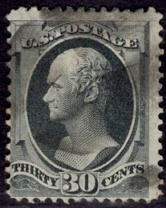 US Stamp #154 30c Black Hamilton USED SCV $275