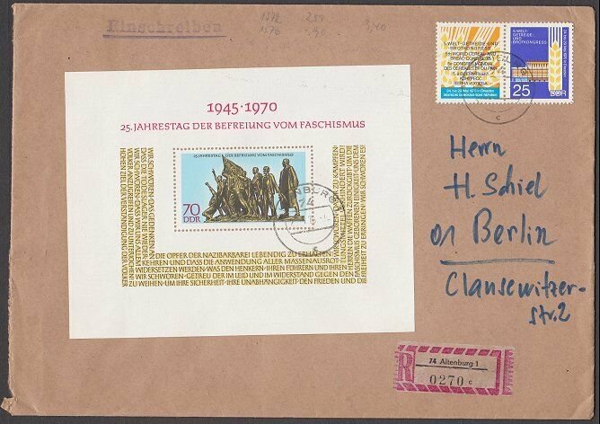 EAST GERMANY 1970 Registered cover - great franking.........................B371