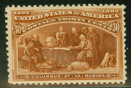 US #239 30¢ orange brown, og, LH, VF, PF certificate, Scott $200.00