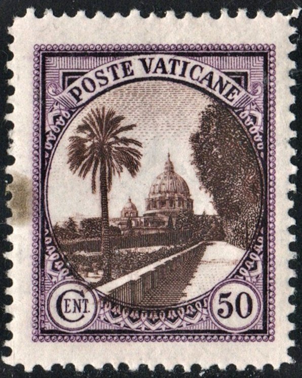 Vatican City SC#25 50c St. Peter's Church Seen From The Gardens (1933) *MNH