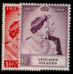 PITCAIRN ISLANDS GVI SG11-12,  1949 ROYAL SILVER WEDDING set, M MINT. Cat £41.