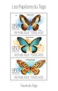 2013 TOGO MNH. BUTTERFLIES   |   Y&T Code: 3475-3477  |  Michel Code: 5239-5241