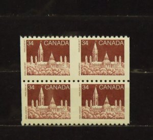 14106   CANADA   # 952a   MNH       Imperf Block of 4       CV$ 300.00