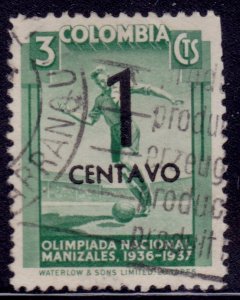 Colombia, 1937, 4th Olympiad, 1c on 3c surcharge/overprint, used**