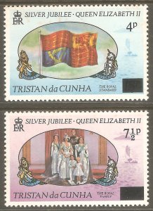 TRISTAN DA CUNHA Sc# 220 - 221 MNH FVF Set2 Silver Jubilee Queen Elizabeth II