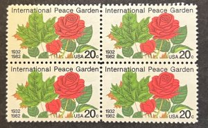 Scott#: 2014 - International Peace Garden 20¢ 1982 Block of Four MNHOG