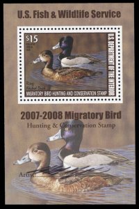 United States, Duck Hunting #RW74a Cat$140, 2007 Ring-necked Duck, signed sou...