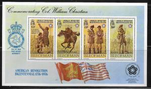 ISLE OF MAN  81a MNH AMERICAN BICENTENNIAL, SOUVENIR SHEET 1976