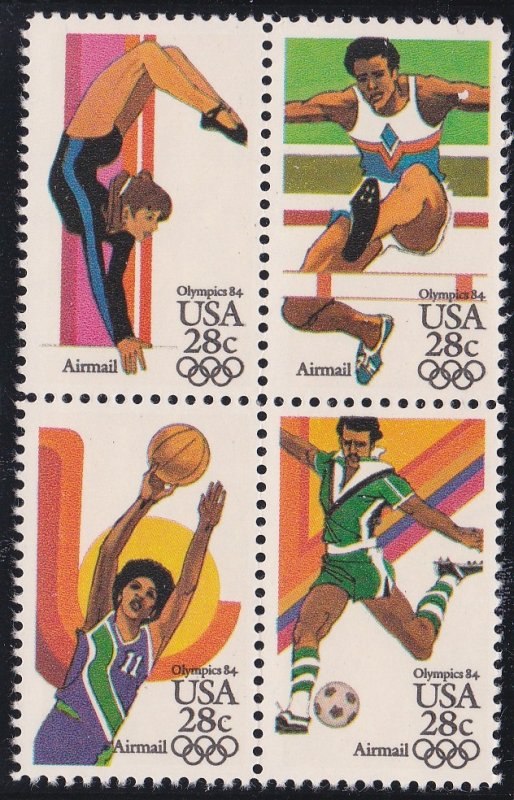 United States # C104a, Summer Olympics, Block of Four Different, NH