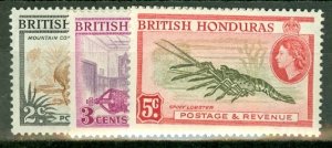 JS: British Honduras 144-155,145a,146a,148a mint CV $97; scan shows only a few