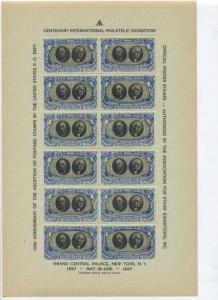 4 INVERT VIGNETTE ERROR SHEETS 1947 ASDA CENTENARY STAMP SHOW EXPO L988 CIPEX