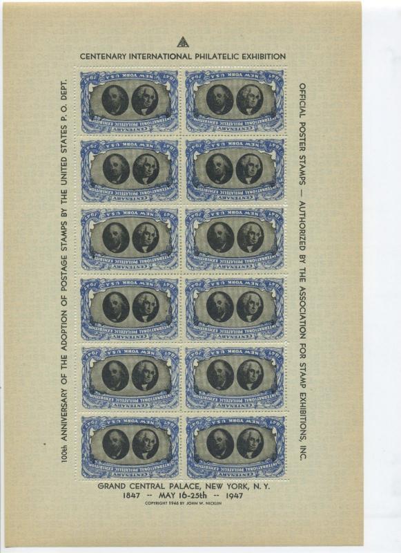 4 INVERT VIGNETTE ERROR SHEETS 1947 ASDA CENTENARY STAMP SHOW EXPO L988 CIPEX