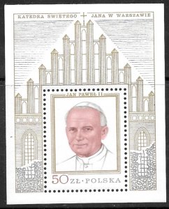 POLAND 1979 Gold Frame Pope John Paul II Souvenir Sheet Sc 2340 MNH