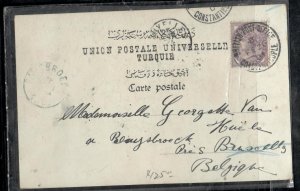 BRITISH LEVANT COVER  PPO507 1901 QV 1D GB USED CONSTANTINOPLE ON BANK CARD #2