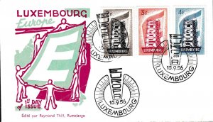 Luxembourg 1956 Scaffold EUROPA on First Day Cover Europa Issue Scott 318-329