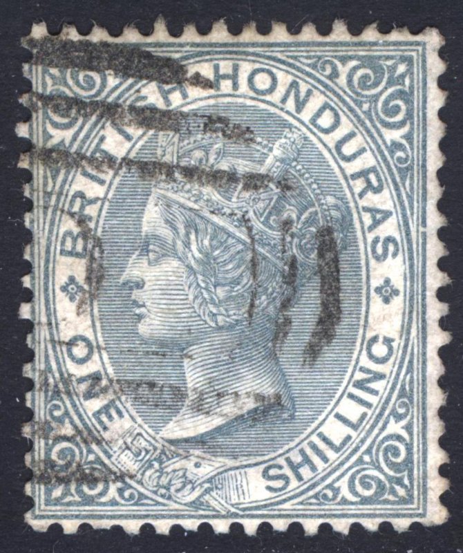 Br Honduras 1887 1s Grey Wmk Crown CA Scott 17 SG 22 VFU Cat $200