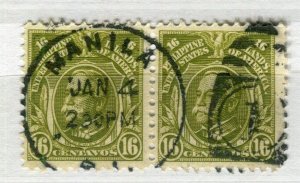 PHILIPPINES; 1911-20s early Personalities issue fine used 16c. Pair