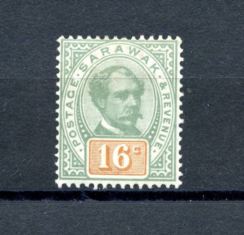 Sarawak #17 (S547) Sir Charles Johnson Brooks, 16 c gray grn & orange,M,CV$72.50