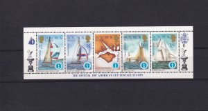 SA26d Solomon Islands 1986 America's Cup Yachting Championship mint strip of 5