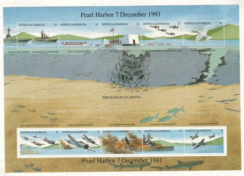 1991 ANTIGUA - SG:1585/94 -PEARL HARBOUR -  UNMOUNTED MINT