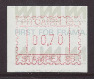 1986 Pitcairn Is 70c Frama Label Unmounted Mint