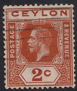 Ceylon 1912 - 25 KGV 2ct Brown Orange used SG 307 ( K817 )
