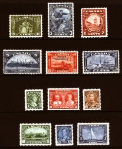 Canada #202-#211 1933-34 XF Mint Fresh Lot 12 items