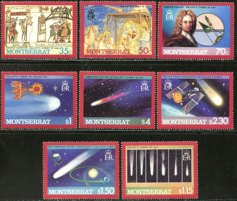 MONTSERRAT Sc#605-612 1986 Halley's Comet Complete Set OG Mint NH