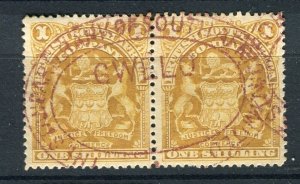 RHODESIA; 1905 early Springbok issue fine used 1s. GWELO Postmark Pair 