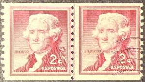 US Stamp #1055a Line Pair used NH