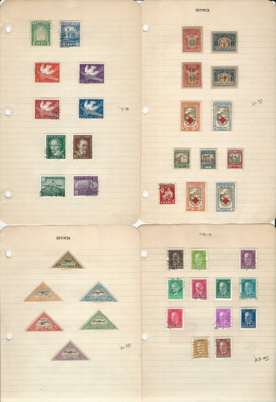 Estonia Stamp Collection on 7 Pages, 1918-1922 All Different 