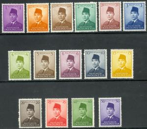 INDONESIA 1951-53 President Sukarno Set Sc 387-400 MNH