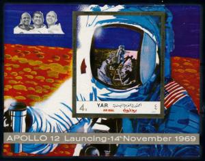 [77636] Yemen YAR 1970 Space Travel Weltraum Apollo 12 Gold Imperf. Sheet MNH
