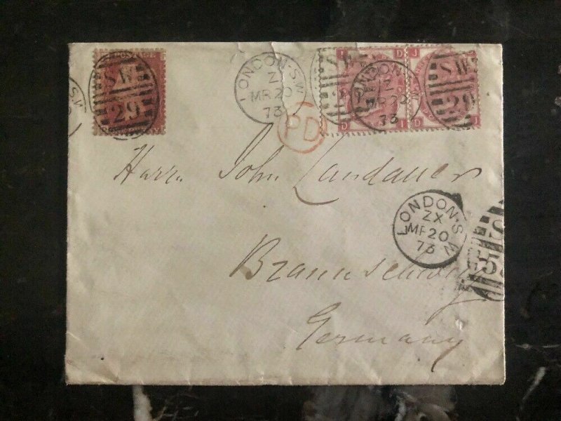 1873 London England Cover To Germany