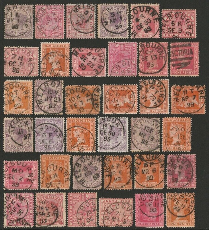 VICTORIA : Postmarks Melbourne single ring cds collection Nov 1895-Dec 1899 .