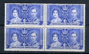 BECHUANALAND; 1937 early GVI Coronation issue fine Mint hinged BLOCK of 4