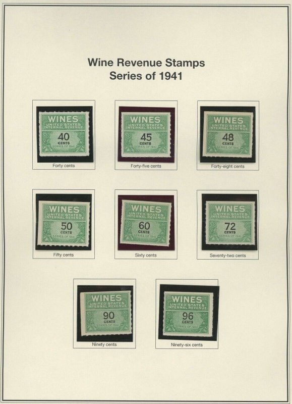 Wine Stamp Revenue Collection RE108 ~ RE203 (CV$ 400+) 59 Stamps VF Mint