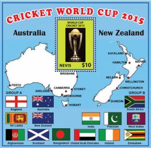 Nevis 2015 - Cricket World Cup - Stamp Souvenir  Sheet - Scott #1512 - MNH