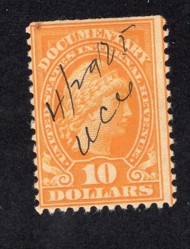 US 1917 $10 orange Revenue, Scott R245 used, value = $1.40