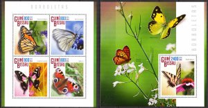 Guinea Bissau 2014 Butterflies (2) Sheet + S/S MNH