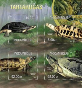 Mozambique - 2013 Turtles on Stamps - 4 Stamp Sheet - 13A-1242