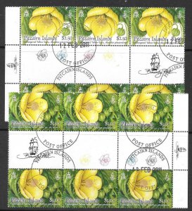 PITCAIRN ISLANDS SG821/ 2011 $2.50 YELLOW FAUTU GUTTER BLOCK OF 6 SETS FINE USED