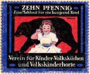 Vintage Germany Poster Stamp Association Children's Public Kitchens Afte...